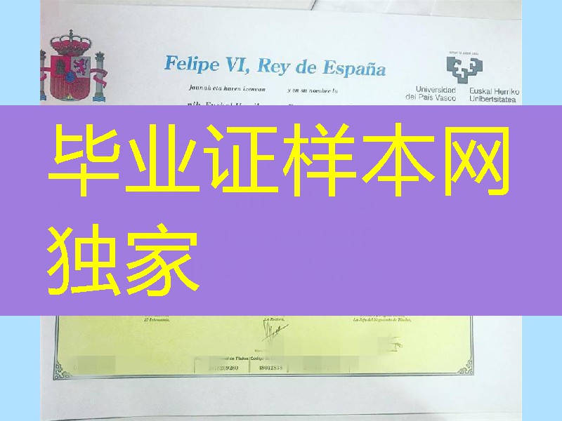 西班牙巴斯克大学毕业证样式，Universidad del País Vasco diploma degree