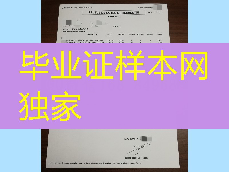 法国卡昂大学成绩单,法国文凭学位证书成绩单印刷