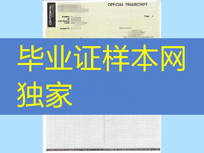 加拿大百年理工学院Centennial College成绩单样式，Centennial College transcript