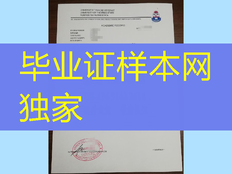 南非自由州大学成绩单，University of The Free State transcript