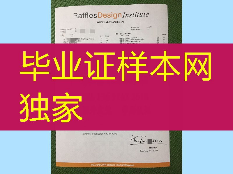 新加坡莱佛士国际设计专修学院上海校区成绩单 Raffles Design Institut transcript