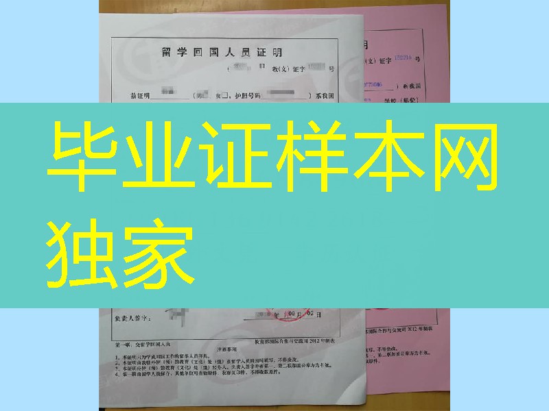 美国留学人员回国证明